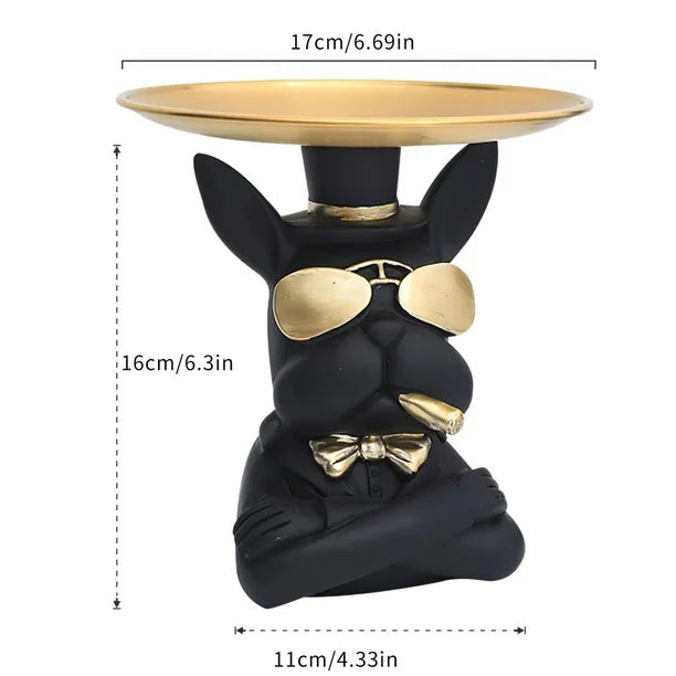 Głowa Bulldoga ze złotą tacą