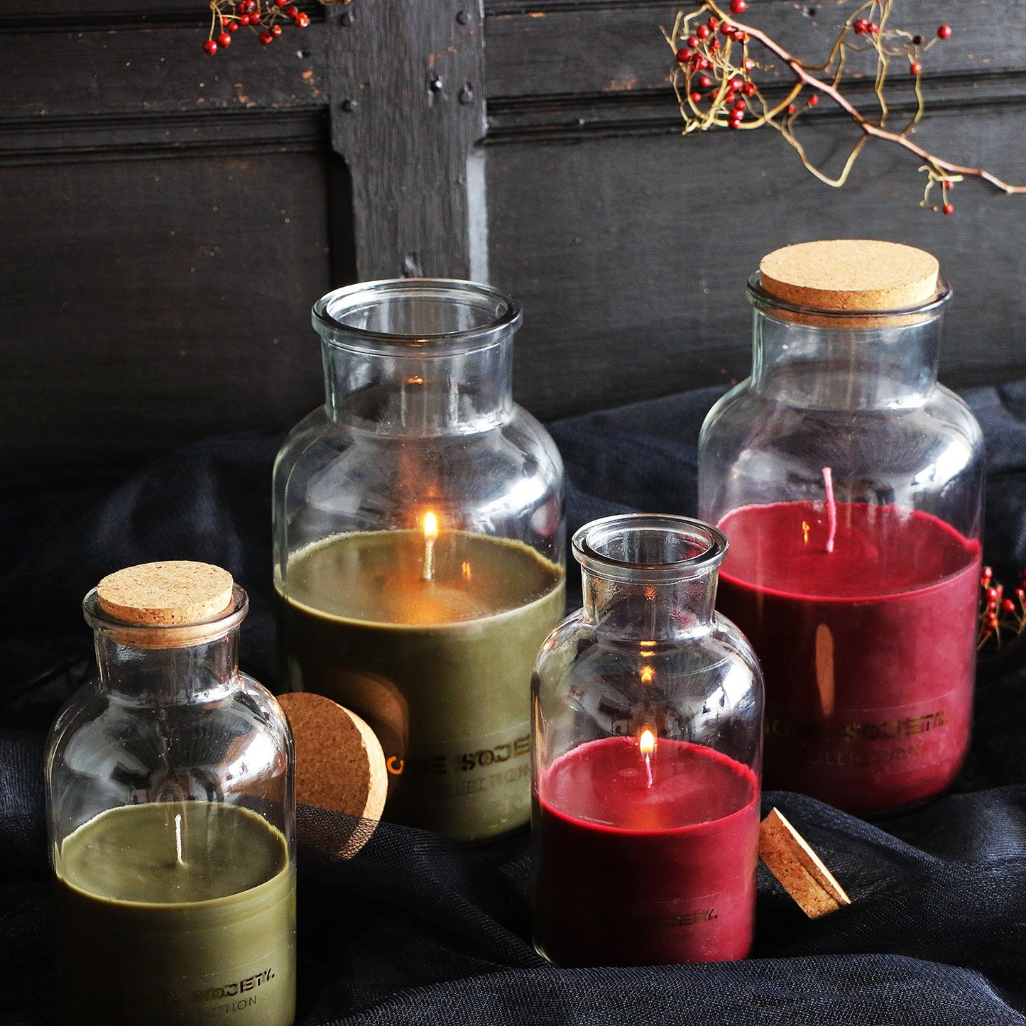 Świeczka w słoiku ciemny zieleń