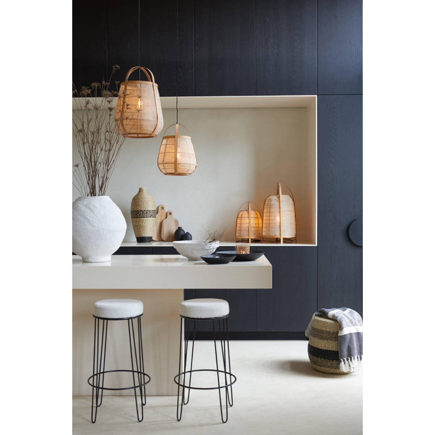 Lampa wisząca len+bambus