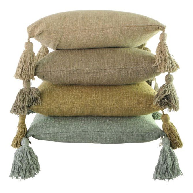 Poduszka z frędzlami beżowa